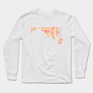 Maryland Watercolor Flowers Long Sleeve T-Shirt